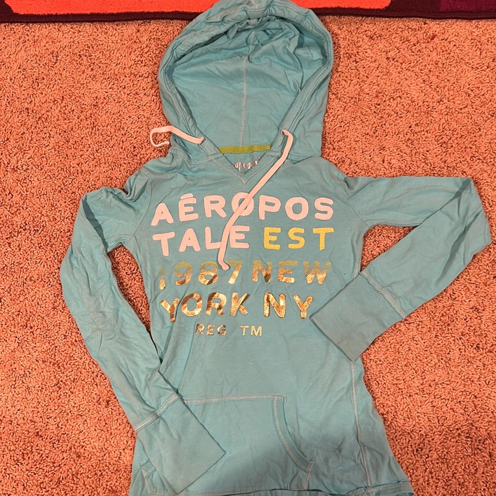 Aeropostale hoodie y2k lightweight metallic